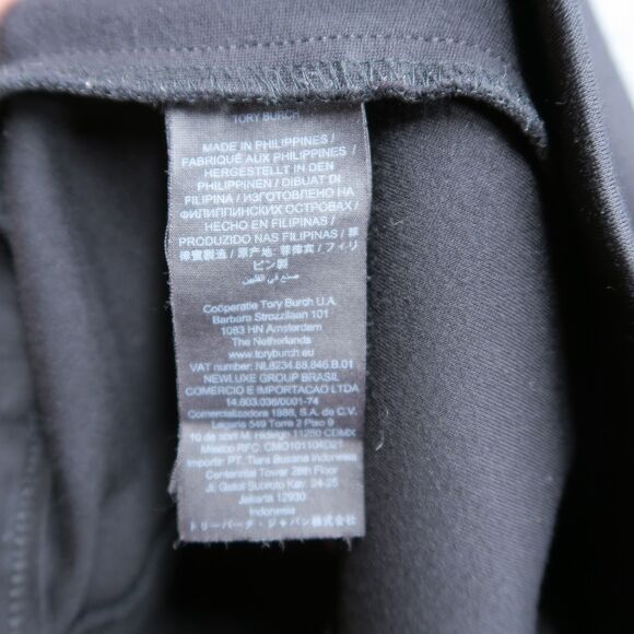 TORY BURCH Ponte Flare Black Pants Size S Gold-Tone Buttons Pull On Stretch - Picture 8 of 9